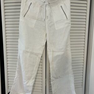 Athleta Cabo Linen pull on Pants with Zippered Pockets